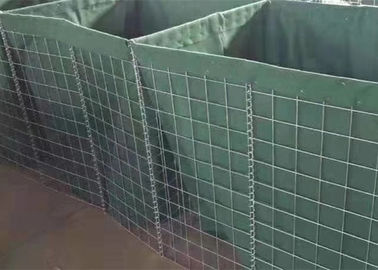 Коробка сетки Габион барьеров Хеско квадратного отверстия военная с зеленым Геотекстиле