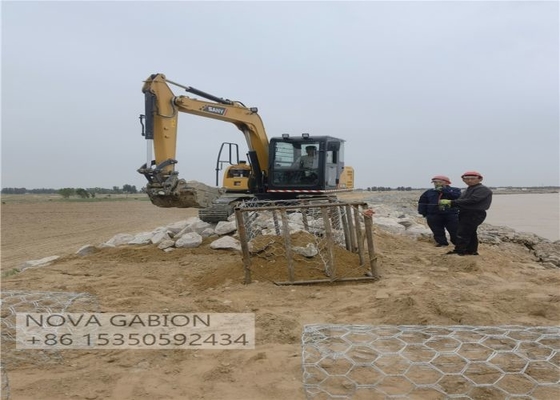 Управление наводнениями 4,0 мм Gabion Mesh Cage Для каменных мешков габионных ящиков речной заполнения габионных мешков ПВХ покрытых мешков габион