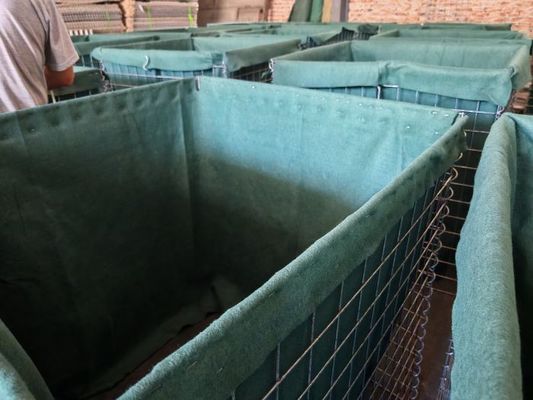 Закальцинированная проволока сложные песчаные земли заполненные оборонные барьеры с нетканым полипропиленом и накладной дизайн